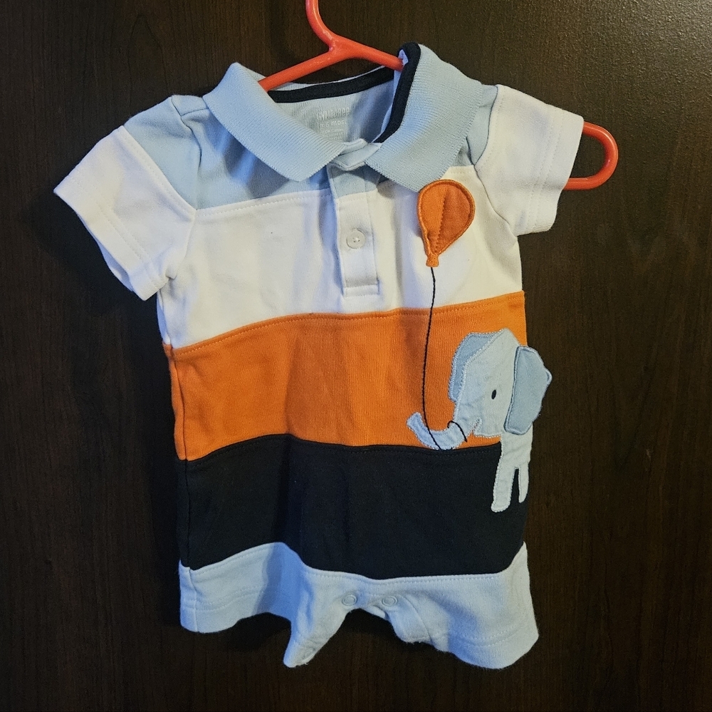 Gymboree Blue and Orange Baby Romper With Elephant